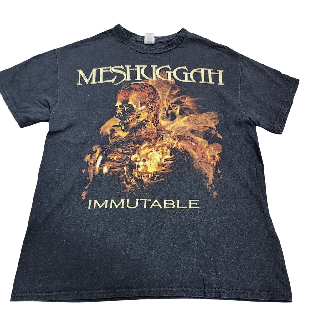 Gildan T-Shirt Mens Medium Meshuggah Immutable Black Band Tee EUC